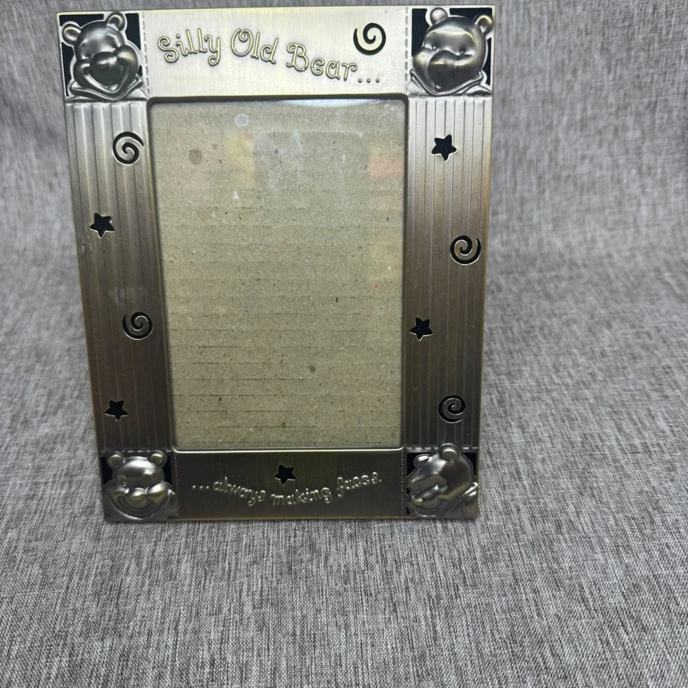 Disney Winnie the Pooh Silly Old Bear Antique Brass Metal Picture Frame 3
